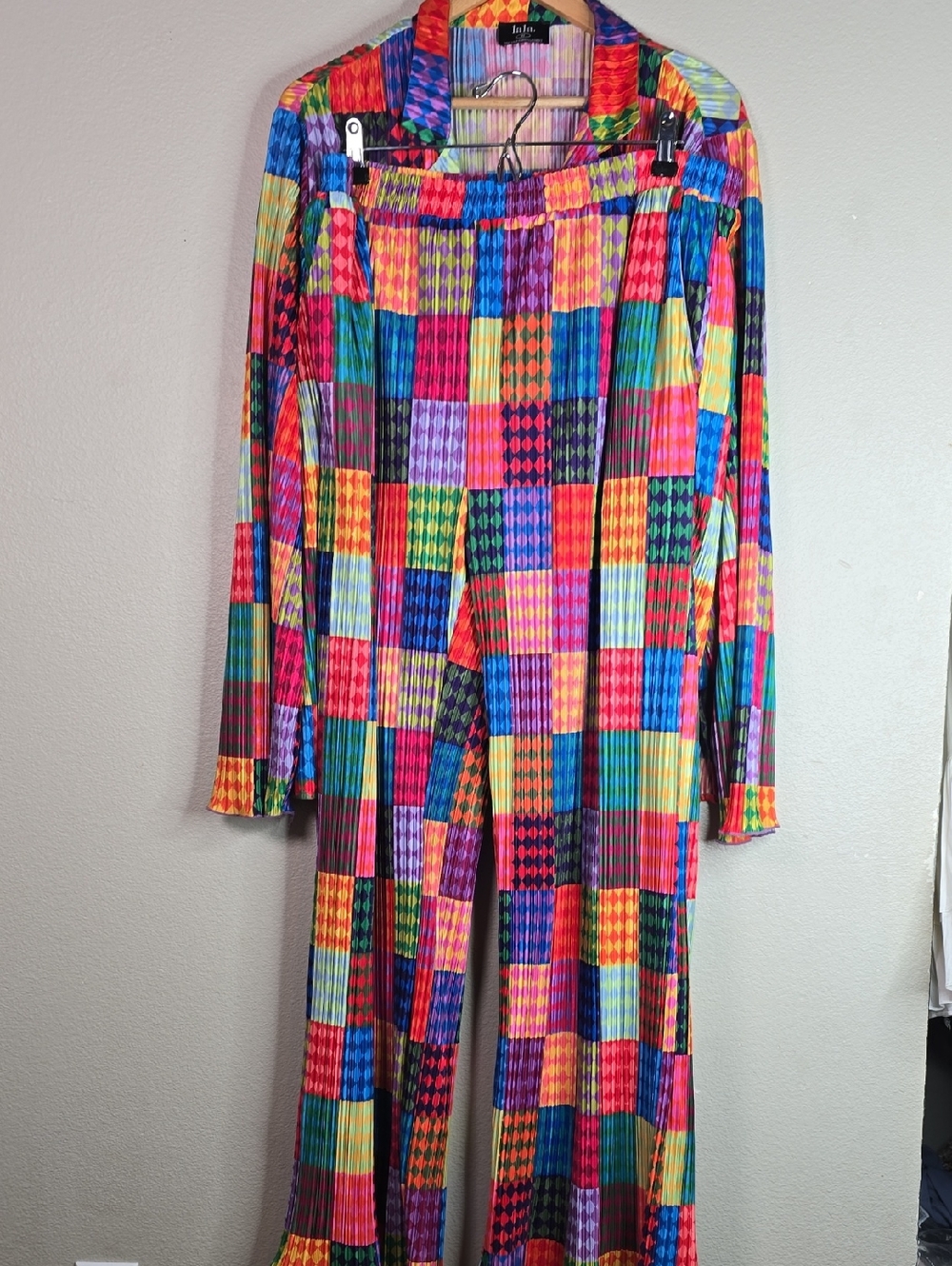 Dress In Lala  Fun House  Plisse  Multicolor Patchwork Women's  Set Size 2X. - Picture 2 of 12